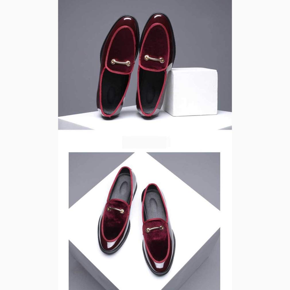 Scarpe da Uomo per la Festa Nuziale Slip on Mocassini in Pelle Verniciata Casual Punta a Punta Business Work Oxfords