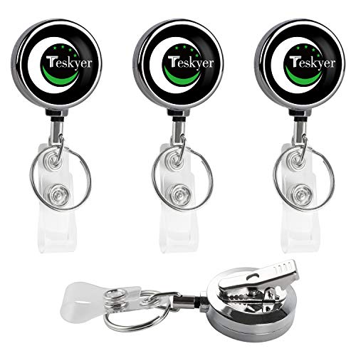 Teskyer Heavy Duty Retractable Badge Holder, Metal Alligator Clip Badge