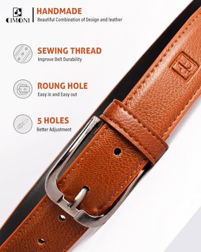 CIMONI® Premium Vegan Leather Belt for Men Jeans & Pants Wear Classic Design Texture Formal & Casual Leatherette Waist Belt3