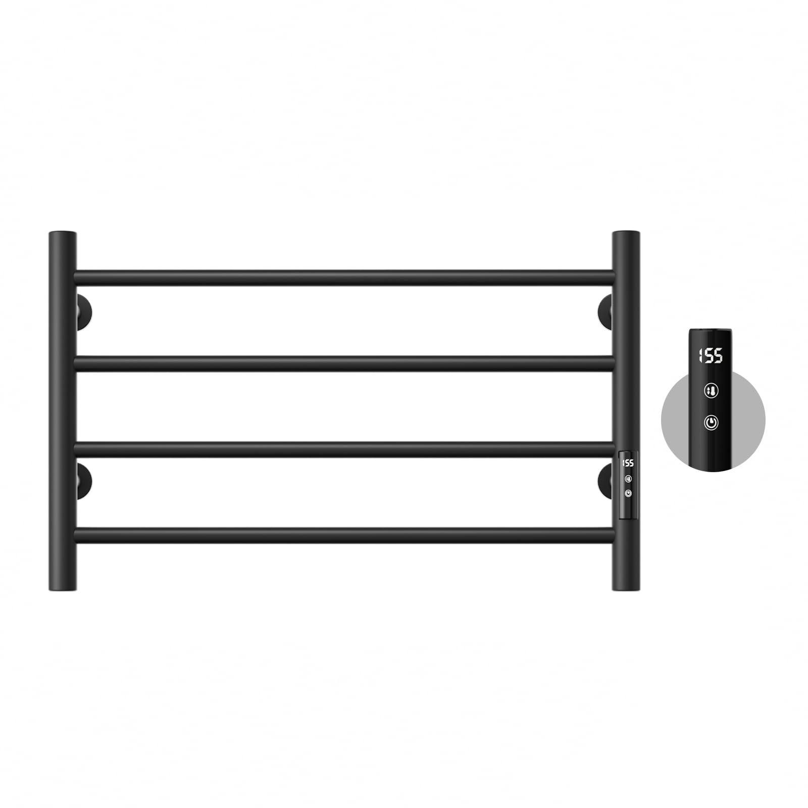 POPFLY Heated Towel Rack, Wall Mounted Towel Warmer Racks, 4 Bar Small Electric Towel Warmer Rack for Bathroom with Timer and Temperature Control, Black