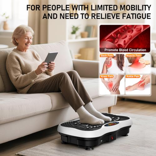 Image of Vibration Plate Exercise Machine, 130 Levels Full Body Workout Vibrating Plate for Lymphatic Drainage Weight Loss, 450 Lbs Capacity Shake Platform with Bluetooth for Women Men
