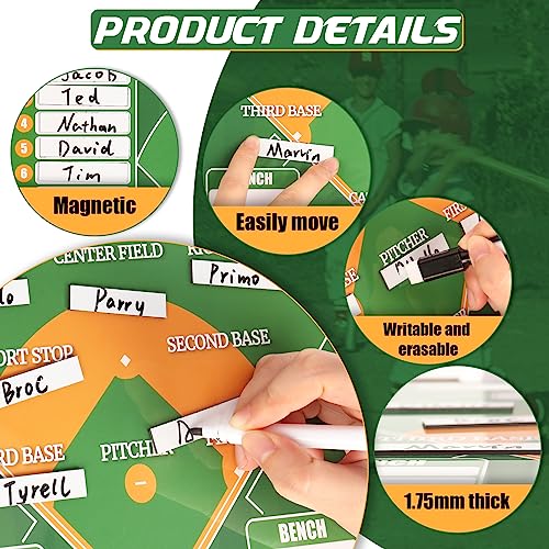 Magnetic Baseball Coach Clipboard, Dry Erase Coach Lineup Board, Premium Tactical Baseball Coaching Board with 40 Lineup Cards and Marker, Dugout Display Softball Coaching Accessories