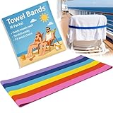Extra Wide Beach Towel Bands, Towel Straps, Beach Chair, Pool Chairs Cruise Ship Essentials, Towel Chair Clips Towel Holder Beach Towel Clips Thicken No Snapping Easy to Stretch (6 Pack - 6 Colors)