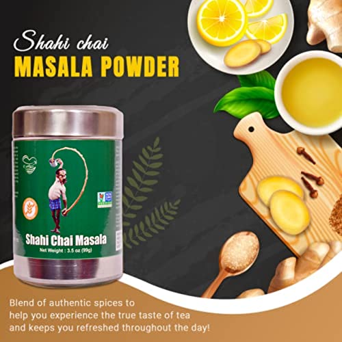 Shahi Chai Masala Blend (3.5 Oz) All Natural And Unsweetened Tea Mix With Saffron, Cinnamon, Tulsi, Cardamom, Cloves & Black Pepper, Indian All Spice Powder For Milk Tea, Latte, Cookies, Non-Gmo Chai Masala (Pack Of 1) #TOP7