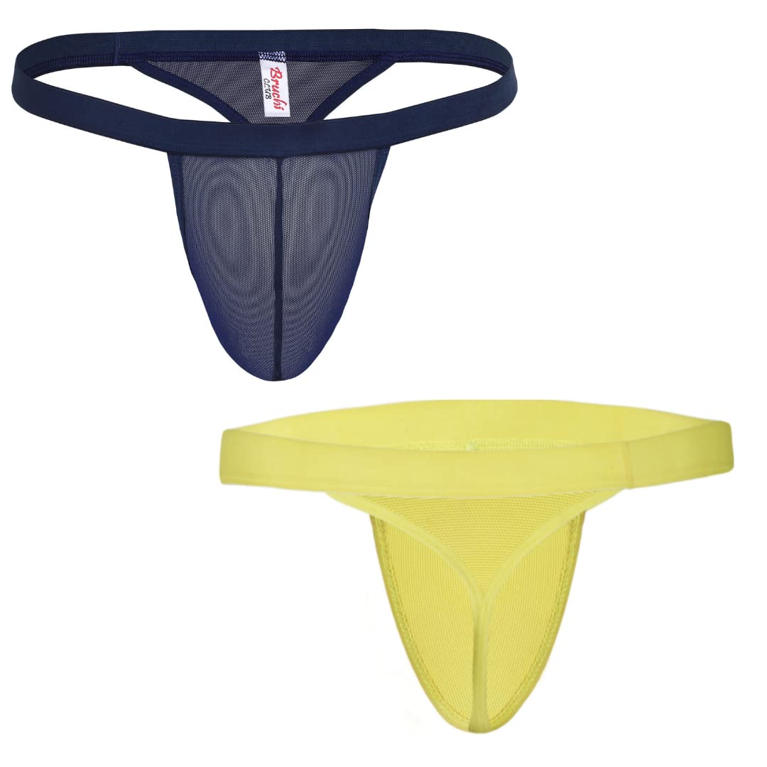 bruchi club Side String Yellow and Black See Through Men's Thong Set of 2-picture-22