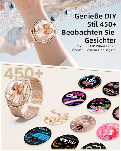 Smartwatch Damen, 1.39" Zoll Touchscreen Smart Watch mit Bluetooth Anrufe, Uhr Damen Herren mit 140+ Sportmodi SpO2 Pulsuhr Schlafmonitor Schrittzähler, Armbanduhr für Android iOS – Bild 6
