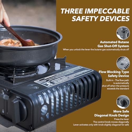 The First Penguin Portable Camping Stove - with Carrying Case 10,000 BTU Great for Emergency Preparedness Kit, High Power Butane Stove, Perfect for Camping, Hiking and Emergency-Grey - Image 5