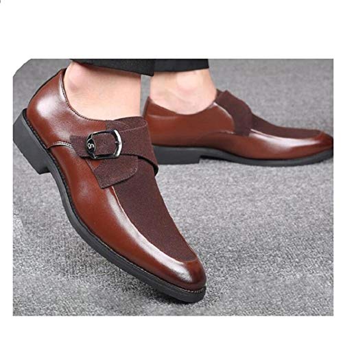 Shoes Dress Oxford for Men Slip On Monk Strap Patchwork Faux Leather Low Top Anti-Slip Block Heel Slip Resistant Rubber Sole Working3