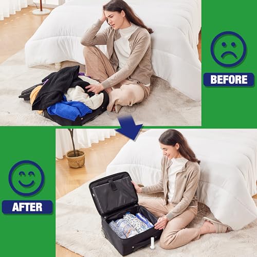 Image of Travel Vacuum Bags with Electric Pump, Vacuum Travel Bags for Luggage and Suitcase, Combo 12 Pack
