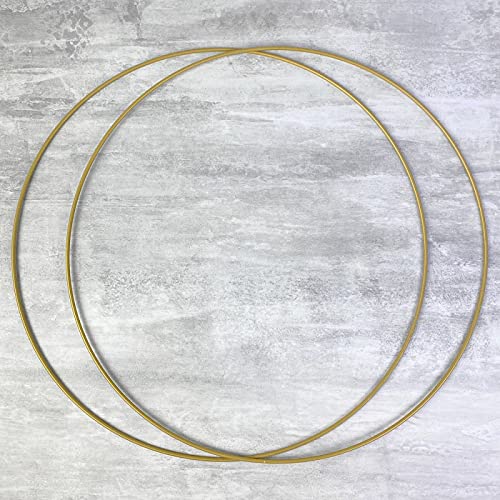 Lot de 2 Grands Cercles métalliques doré Ancien, diam. 50 cm pour Abat-Jour, Anneaux epoxy Attrape rêves Cover
