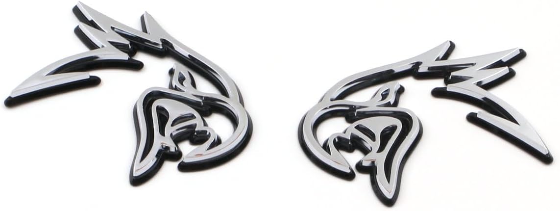 Pair New Custom HELLHAWK Emblem Replacement for Trackhawk Fender Door 3D Badge Hellcat Style Head (Gloss Black)