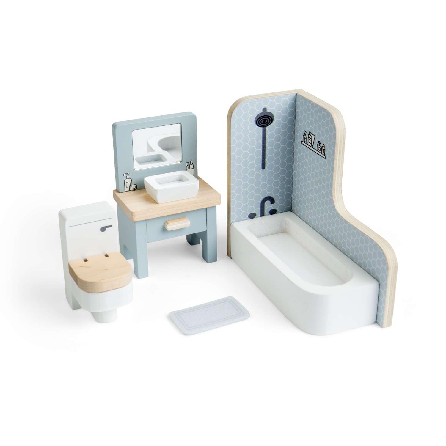 Bigjigs Toys Bathroom Set, Blue
