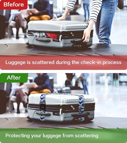 Image of Luggage Straps for Suitcases Travel Belt Luggage Band with Lock Heavy Duty Traveling Luggage Identifier Wave Cute Women Girls Unique Accesory Personalized