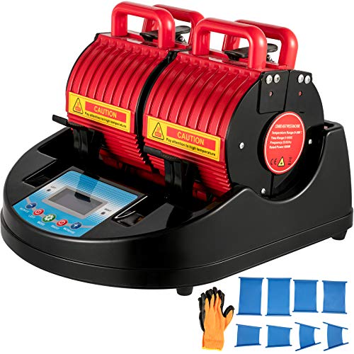 VEVOR Mug Heat Press 1200W Mug Press Red Heat Press Bottle 4 in 1 Cup Mug Sublimation Heat Press Sublimation Mug Press for Transferring Pictures with 11oz, 9oz, 1.5oz, 3oz Mugs Heating Accessories