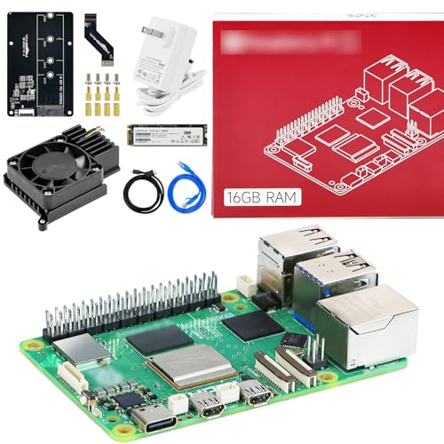 Image of Yahboom Raspberry Pi 5 16GB RAM Starter Kit with 27W 5.1V /5A Power Adapter Cooler with Pcie to M.2 Adapter 256GB SSD Provide Openclaw Deployment