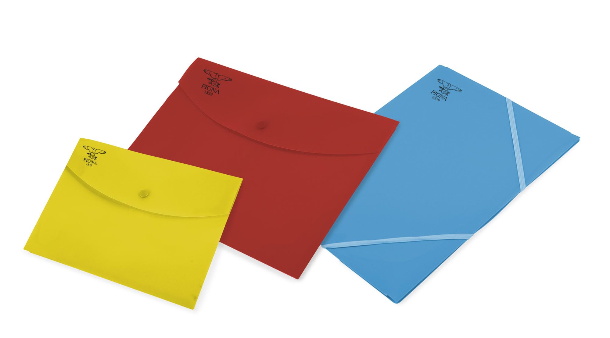 Pigna, Office Set 2 Envelopes with Button, 1 Folder 3 Flaps with Elastic Band