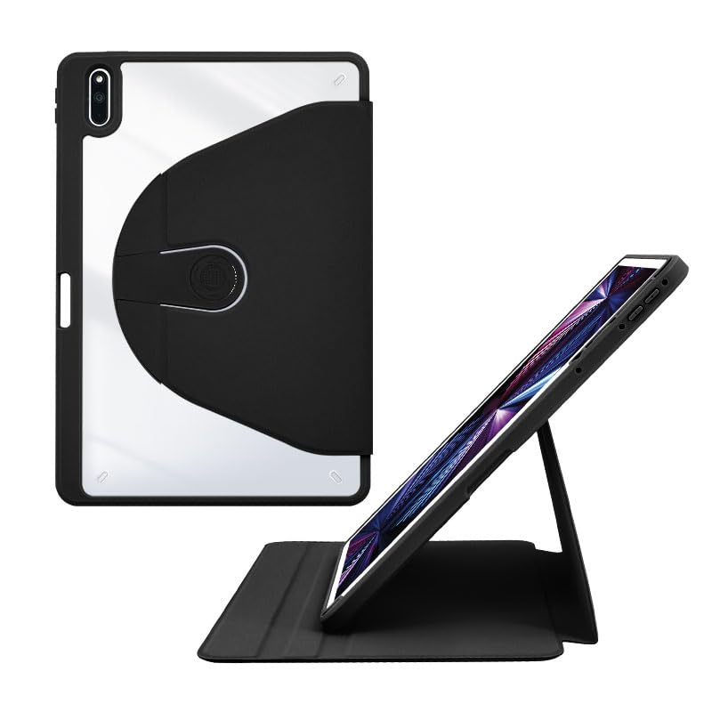 Protection MatePad 10.4 rotative anti-choc noire avec support stylet et veille auto