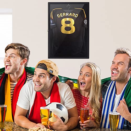 Jaxpety Jersey Display Frame Case Large Sports Jersey Frame Wood Jersey Shadow Box Case With Uv Protection Acrylic And Hanger For Basketball Football Baseball Soccer Hockey Sport Shirt, Black #TOP5