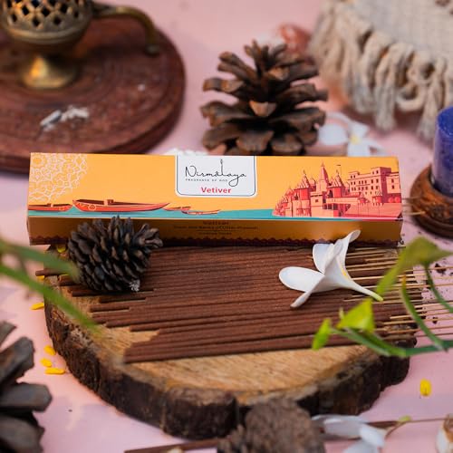 Image of Nirmalaya Premium Natural Incense Sticks Variety Pack of 4 | 100% Charcoal-Free | Rooh Rose, Patchouli, Vetiver /Khus, Forest Wood | 40 Sticks Each | Long-Lasting Fragrance for Home & Office Puja