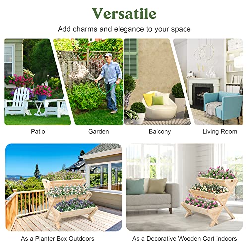 Oiprtgfj 3 Tiers Wooden Vertical Raised Garden Bed With Legs，3Ft Planter Wood Plant Stand，Planter Raised Beds Kit For Flowers Herbs Vegetables For Backyard Garden Patio Outdoor #TOP6