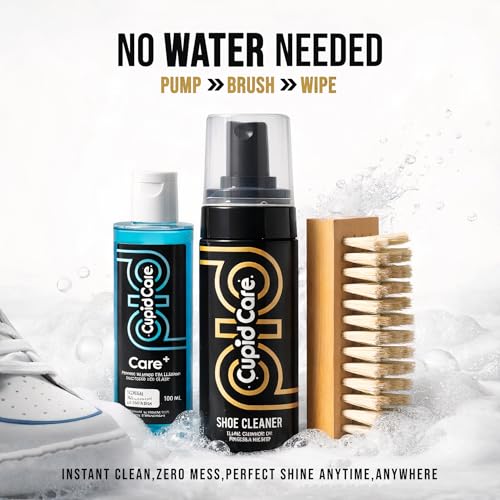 Image of CupidCare Shoe Cleaner Foam (150 ml) with Free Brush & Lace and Soak Cleaner