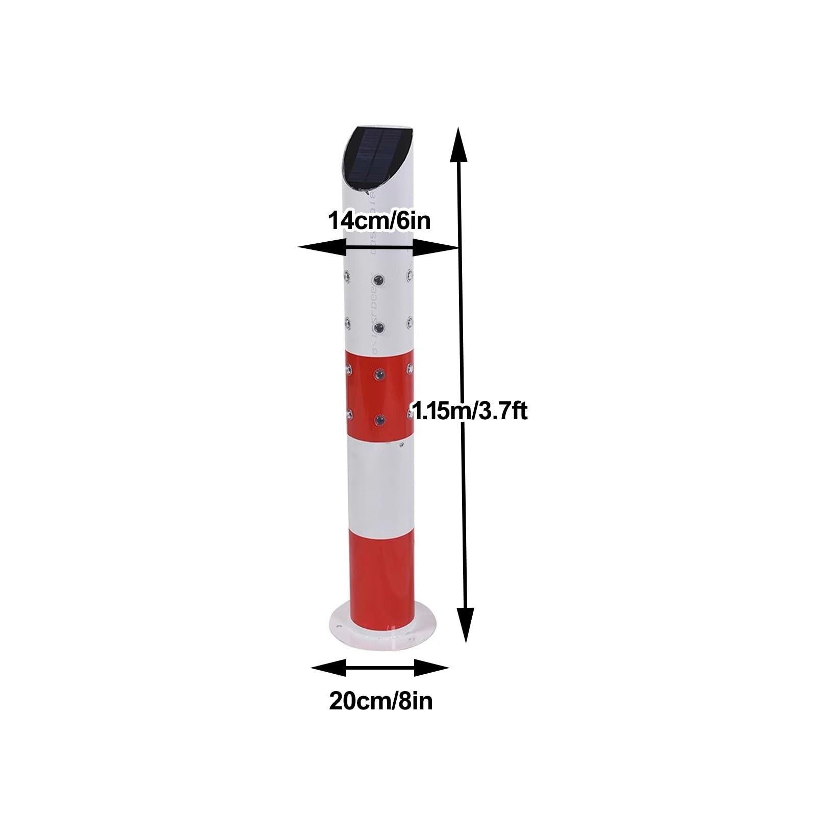 Paletto di Segnalazione Solare, Palo di Sicurezza Zincato Riflettente per Parcheggi, Colore Rosso Bianco, Altezza 90/115cm, Barriera Fissa per Vialetto(White,115cm/45in)