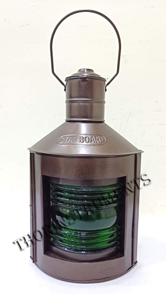 Nautical Metal Port & Starboard Lanterns Set of 2 Ship Oil Lamps Rustic Vintage Home Decor Gifts