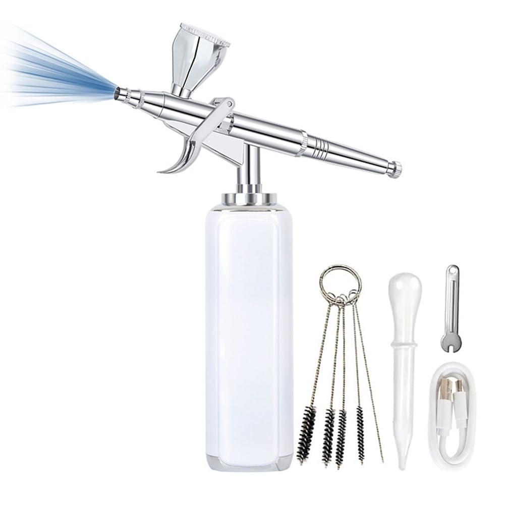 UDSKNV[KSL Cordless Airbrush Set with Compressor, Airbrush Kit for Cake Decoration High Airflow Miniature Painting Tool White