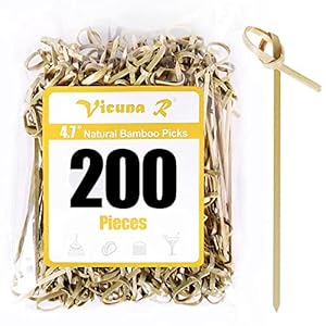 200PCS Cocktail Picks Bamboo Skewers For Appetizers, Fancy Toothpicks For Appetizers, Handmade Knot Cocktail Skewers, 4.7 Inch Cocktail Toothpicks For Charcuterie Boards Accessories Food Picks Sticks