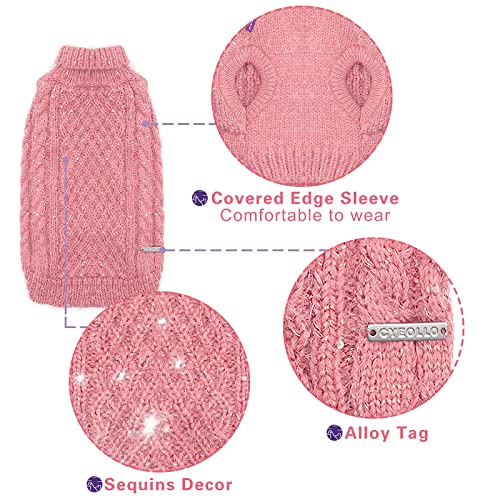 Cyeollo Turtleneck Dog Sweater Pullover Knitted Classic Sweaters With Sequin Keep Warm For Doggie Dog Clothes For Dogs Cats #TOP6