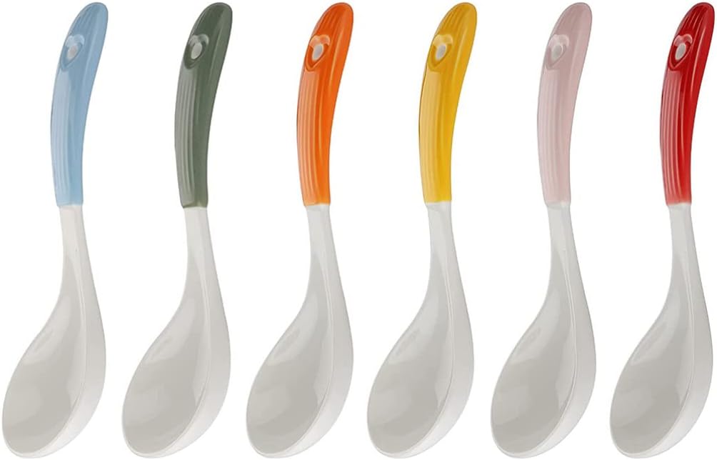 UPKOCH Canteen Spoon 6pcs Chinese Spoon Bulk Ceramics Short Handle Kitchen Soup s