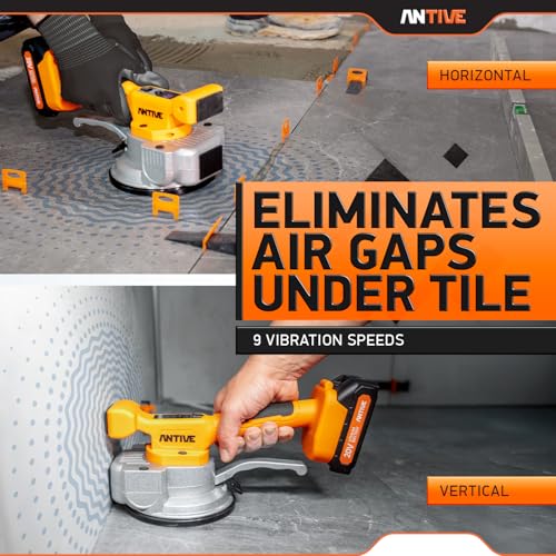 Image of Tile Vibration Tool Kit with Dual 20V Batteries - Cordless Tile Vibration Machine for Precise Tile Leveling and Installation | Dual Battery