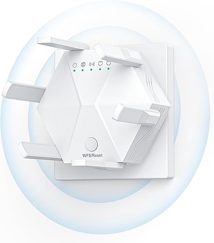 Amplificador de señal WiFi 2024 para el hogar, potente 6 antenas WiFi Booster - hasta 10000 pies cuadrados de cobertura, 1200 Mbps de doble banda 5