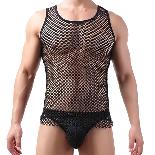 Débardeur ajusté homme en maille transparente stretch idéal pour festivals et concerts