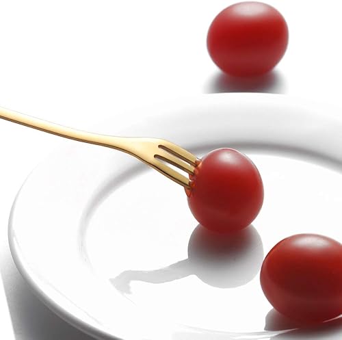 Miniatura 7 de AnSaw Oro pequeño cisne base titular con oro 20pcs 4.7inch hoja mango fruta tenedores conjunto