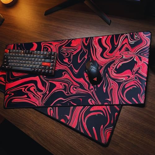 Image of Saco XXL Gaming Mouse Pad for PC - Large Desk Mat 900x400x3mm, Extended Non-Slip Rubber Base, Waterproof Surface, Marble Design, Big Keyboard Mouse Pad for Office & Home Setups