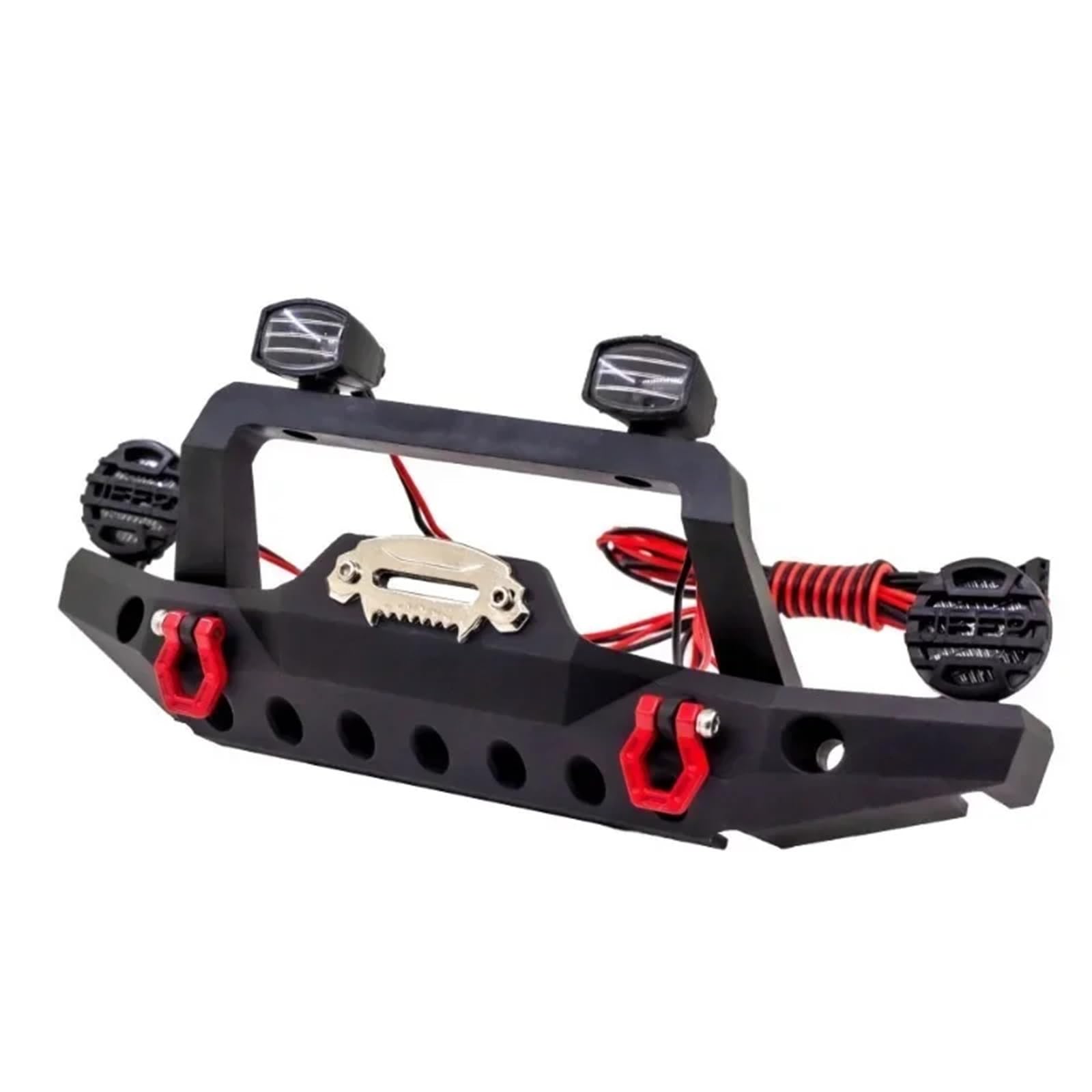 Mejora Coche RC para SCX10 para TRX4 para Axial III 1/10 Parachoques Delantero Trasero Metálico con Luces Coche RC Crawler Piezas Recambio Mejora Modelos Coches(Front)