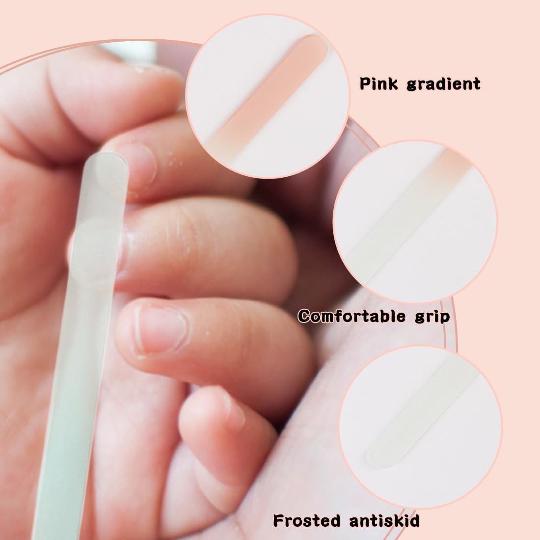 4 Limes Ongles Bébé (Bleu/Rose) 9X1X0.3Cm, En Cristal Doux, Pour Soins Des Ongles De Bébé Et Parents