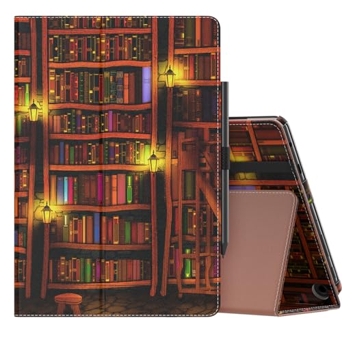 Image of MoKo Case Fits All-New Kindle Fire HD 10 & 10 Plus tablet (13th /11th Generation, 2023 /2021 Release) 10.1 inch - Slim Folding Stand Cover with Auto Wake /Sleep, Retro Library