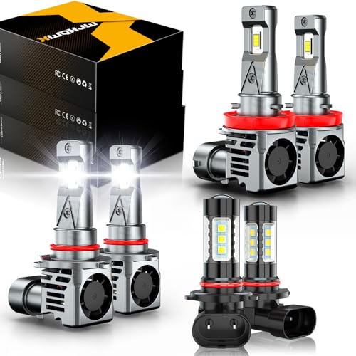 XWQHJW Compatible for 2015 2016 2017 2018 2019 2020 2021 2022 2023 Ford F150 Light Bulbs, 9005 H11 High Low Beam 9145 Fog Lights, 6000K White 600% Brightness, Pack of 6