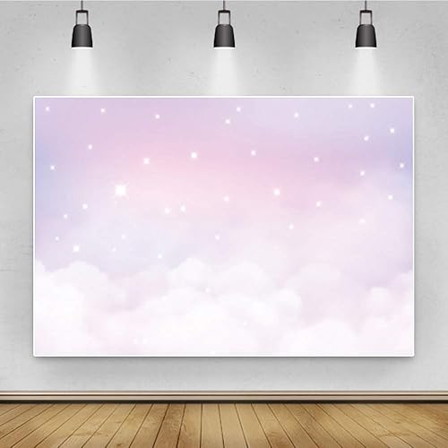 Miniatura 6 de Yeele Telón de fondo de nube dulce y colorido de 7 x 5 pies, diseño de estrellas parpadeantes, fondo de fotografía, princesa, niña, recién nacido,