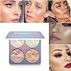 Highlighter Powder Palette, Shimmer Highlighters Makeup Iluminador, Great Long Lasting Waterproof, Glow Bronzer Highlighter Powder