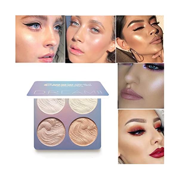 Highlighter Powder Palette, Shimmer Highlighters Makeup Iluminador, Great Long Lasting Waterproof, Glow Bronzer Highlighter Powder