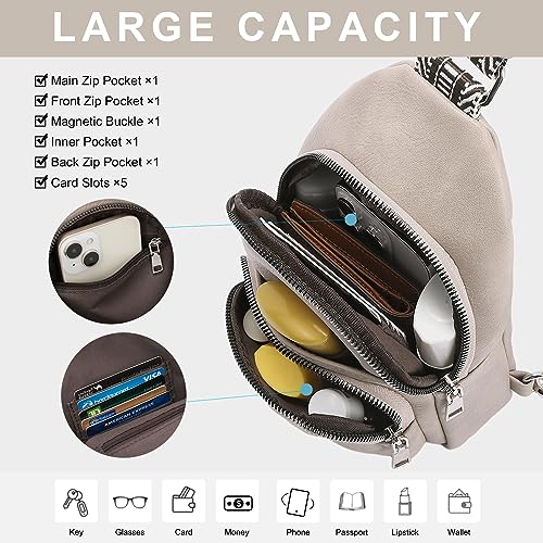 Image of CLUCI Sling Bag for Women, Vegan Leather Fanny Pack Crossbody Bags for Women, Chest Bag With Guitar Strap