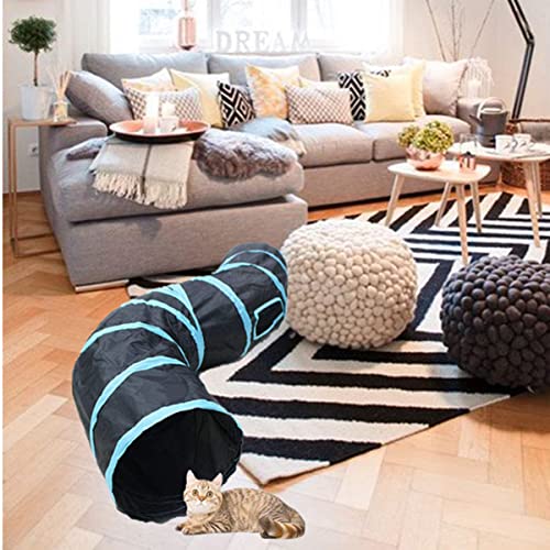 Cat Tunnel,Bunny Tunnel,2 Way Cat Tunnel,Pet Toys,Collapsible Pet Tunnel Tube,Suitable for Indoor and Outdoor (Blue-S) - Image 2