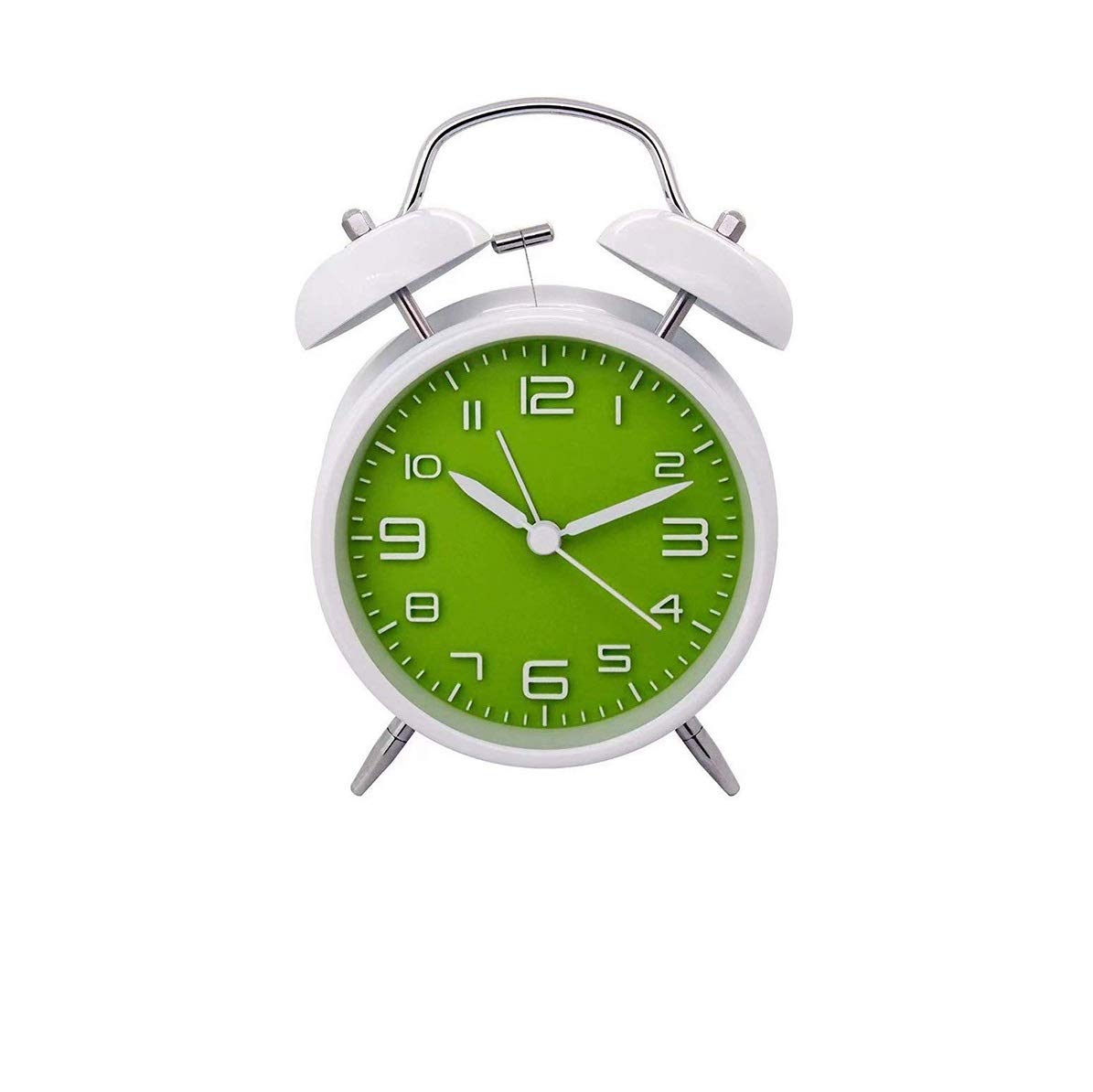 4 Inches Twin Bell Loud Alarm Clock for Heavy Sleepers Green Ringing Alarm Clock Lazy Sleep Alarm Clock