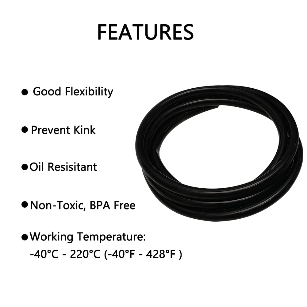 Eoiips Manguera de vacío de silicona de 1 pulgada de diámetro interior x 1-1/4 pulgadas OD de alta temperatura, tubo de aire de silicona flexible para múltiples usos, negro, 16.4 pies