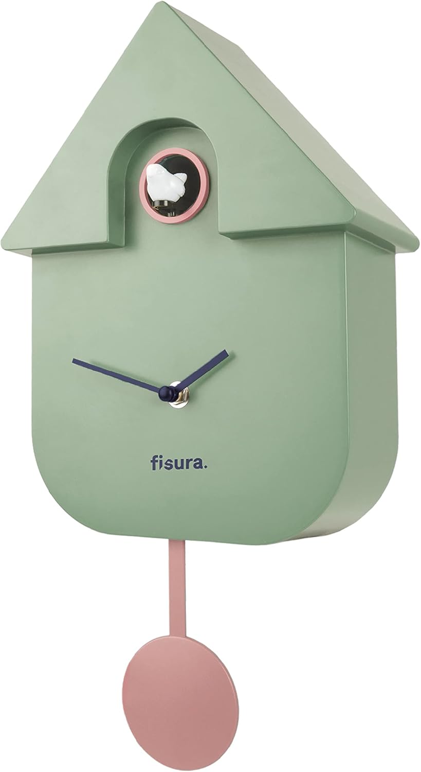 Fisura – Cuckoo clock. Wall clock. Original wall clock for gift. 3 AA batteries not included. 21,5 x 8 x 41,5. Material: ABS plastic. (Mint) Fisura – Cuckoo clock. Wall clock. Original wall clock for gift. 3 AA batteries not included. 21,5 x 8 x 41,5. Material: ABS plastic. (Mint)