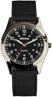 Infantry Unisex 12/24Hr Analogue Military Watch for Men Quartz Wrist Watches for Outdoor Sport Army Field with Nylon Strap
