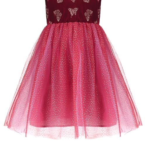 Sunny Fashion Girls Dress Blue Heart Tulle Party Velvet Winter Warm Party4